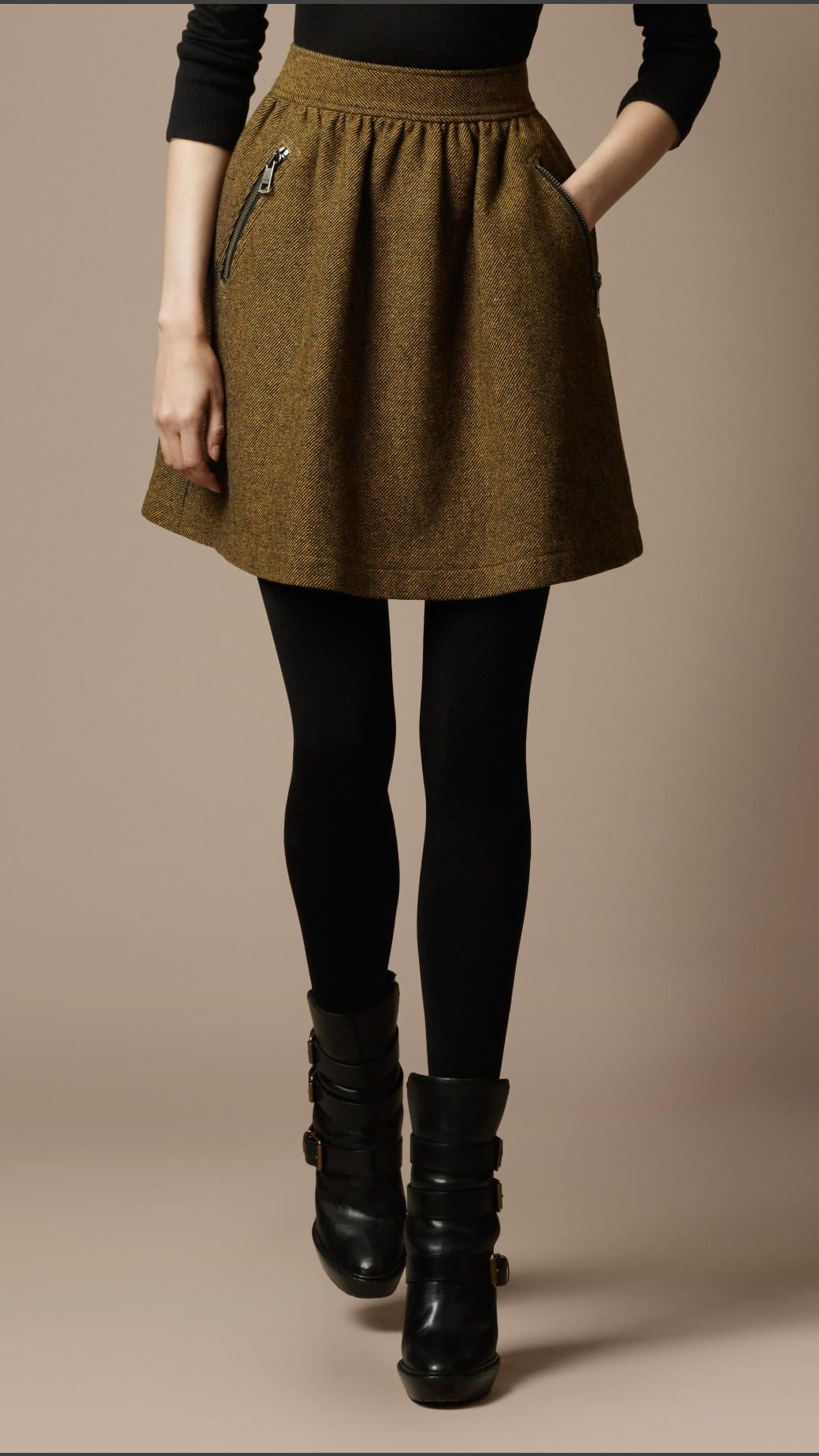tweed zip detail skirt by Burberry….oh,and those boots are to die for!
