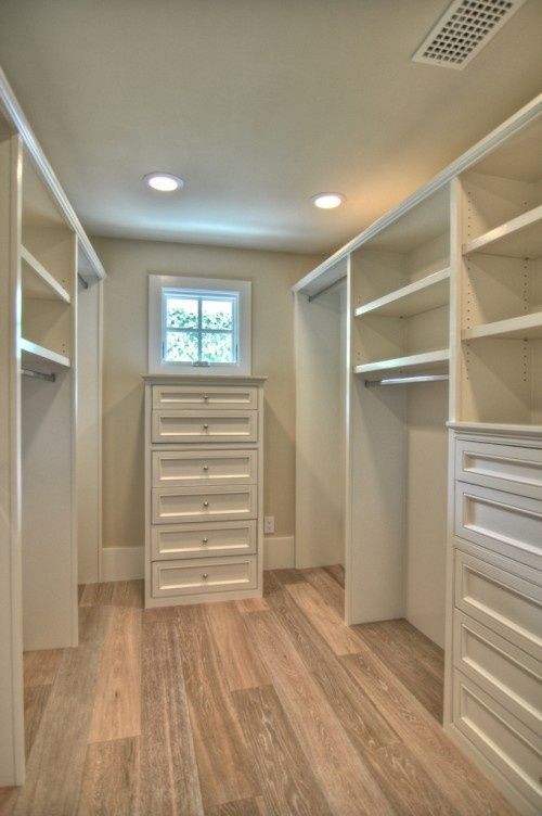 walk in closet organization, really loving the idea of having hardwood floors through out the house