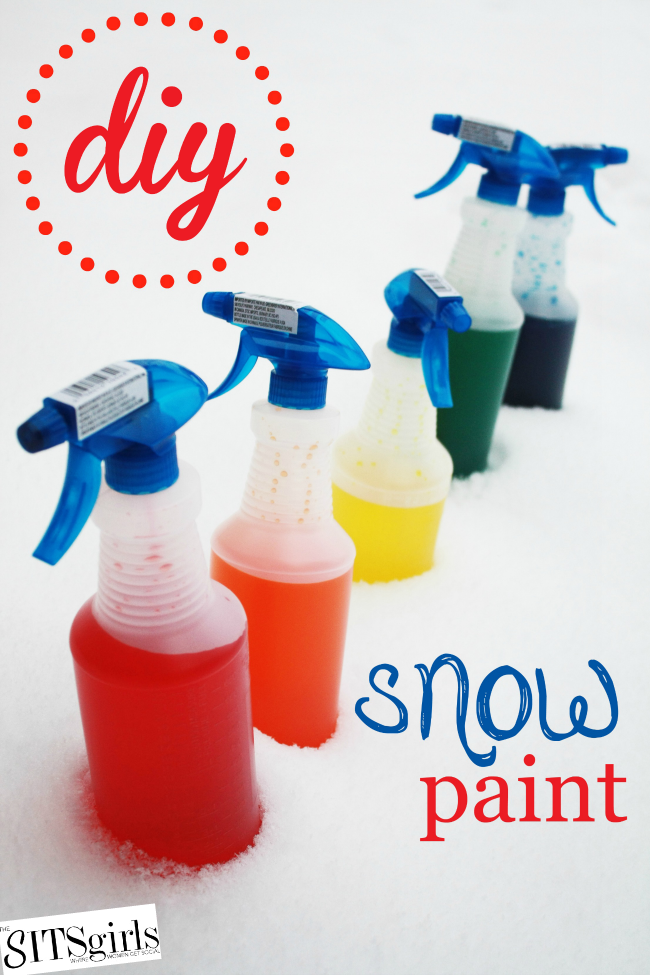 Add a little color to your winter games with a little food coloring and water. It’s a great outdoor activity for the kids.