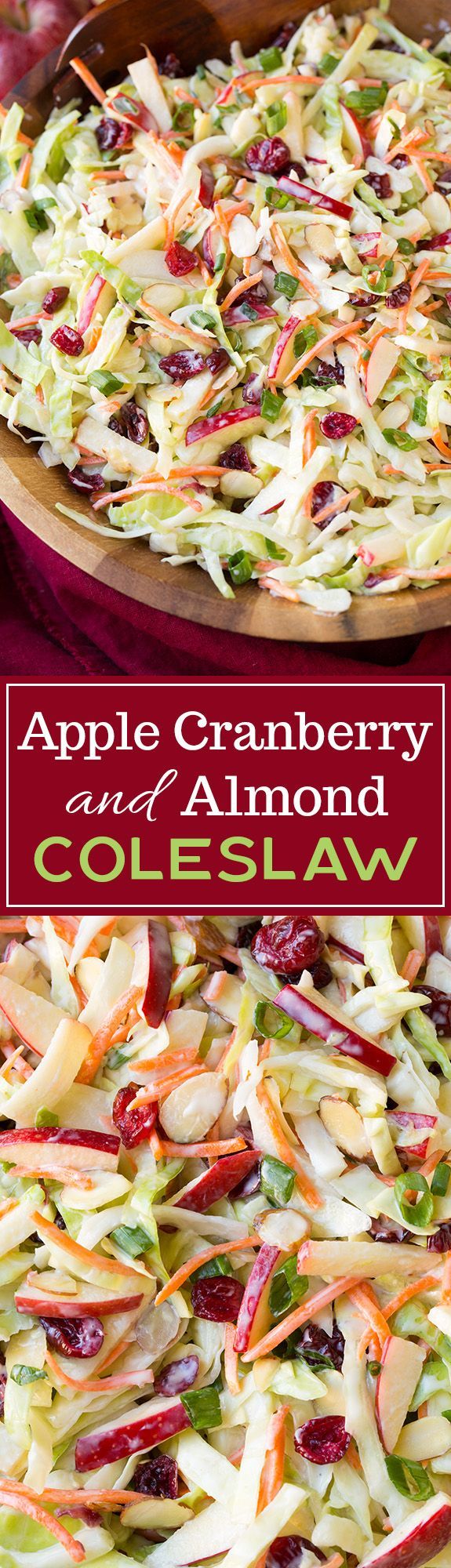 Apple Cranberry Almond Coleslaw – love that it uses mostly Greek yogurt instead of mayo! Easy, healthy, delicious!