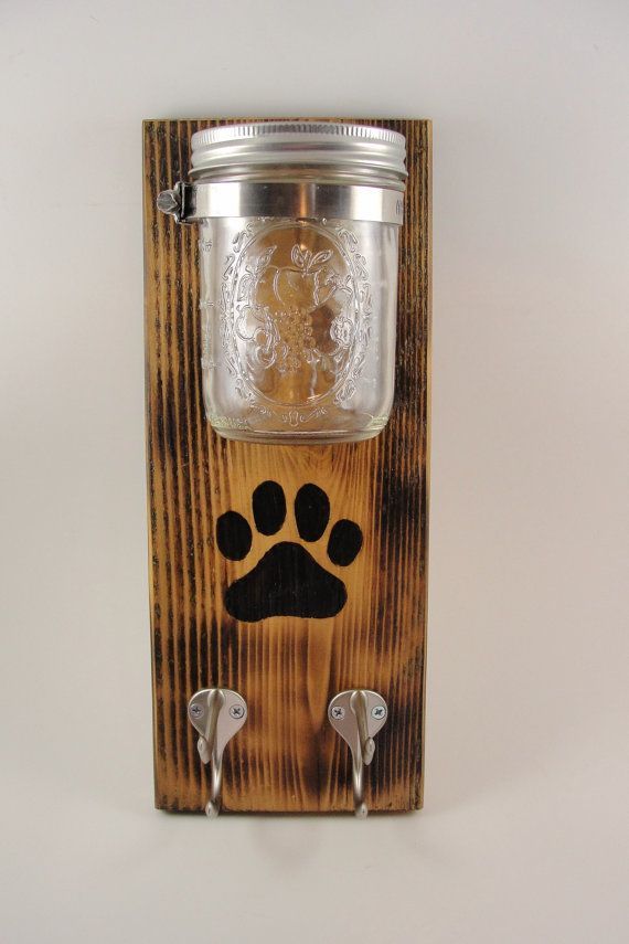 CUSTOM ORDER- Keep your dog treats and leashes ready to go in a unique and funktional style. Cedar board has been lightly burned,