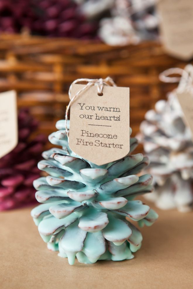 DIY – How to make Pinecone Fire Starter favors! Perfect for your winter wedding!