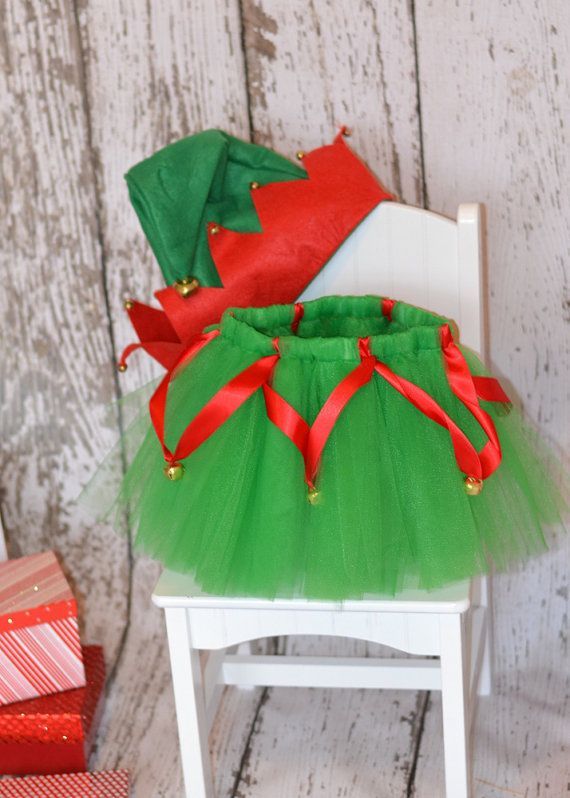 Elf tutu skirt with bells ribbon and hat. by CassidyChristy, $26.00