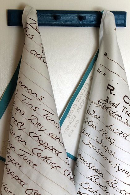 How-To: Handwritten Recipe Tea Towels.  Love this idea to pass on family recipes !!