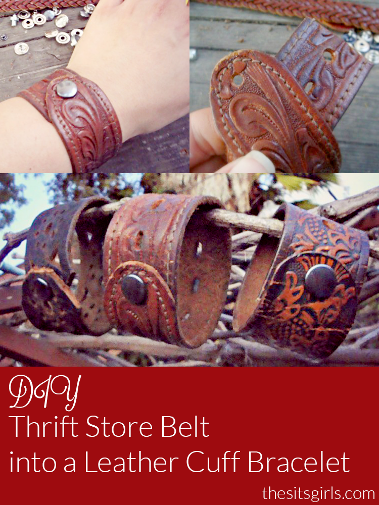 How to make a cool leather cuff bracelet out of belts you can buy cheaply at the thrift store, or you can repurpose a belt you are