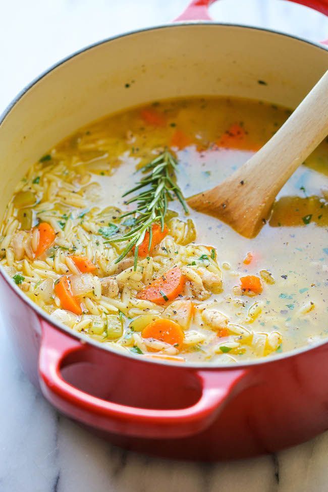 Lemon Chicken Orzo Soup – Chockfull of hearty veggies and tender chicken in a refreshing lemony broth – its pure comfort in a
