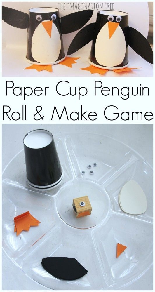 Paper Cup Penguin Craft Roll and Make Game!