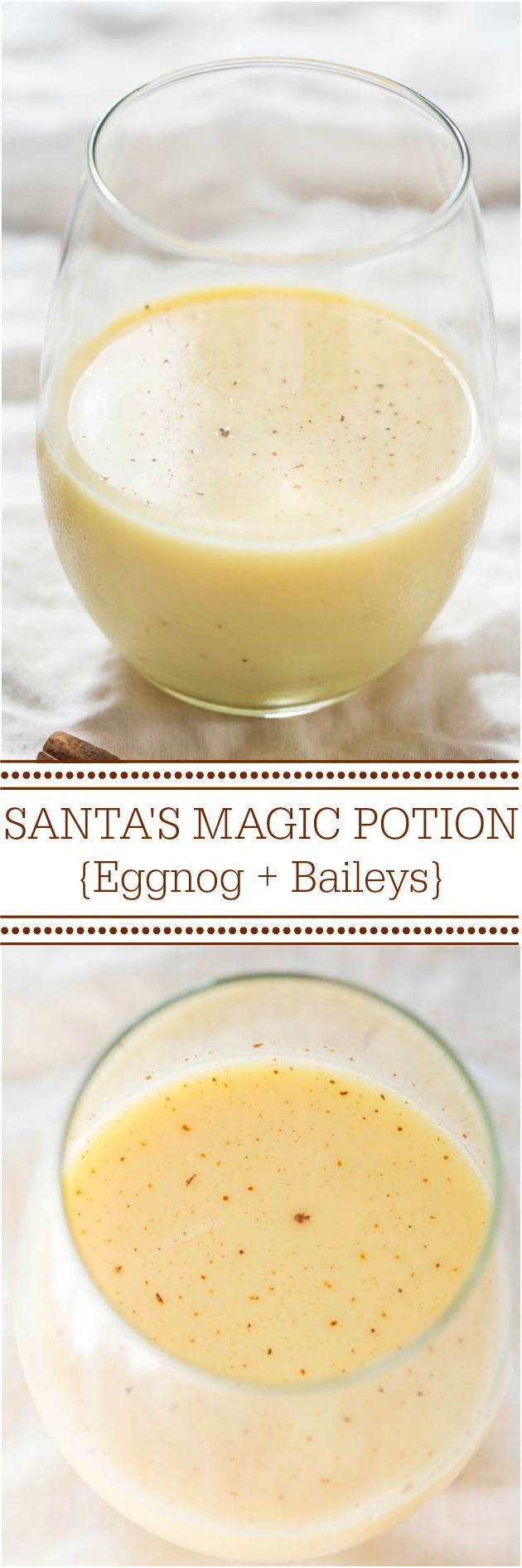 Santas Magic Potion {Eggnog and Baileys} – Have eggnog to use? This drink is smooth, creamy, and puts your nog to great use! Mmm!