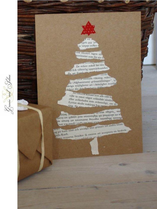 These torn paper tree cards. | 23 DIY Christmas Cards You Can Make In Under An Hour