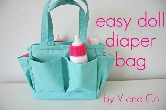 tutorial for doll stuff -genius diaper bag idea…a scrapbook supplies tote! I see those at the thrift store from time to time.