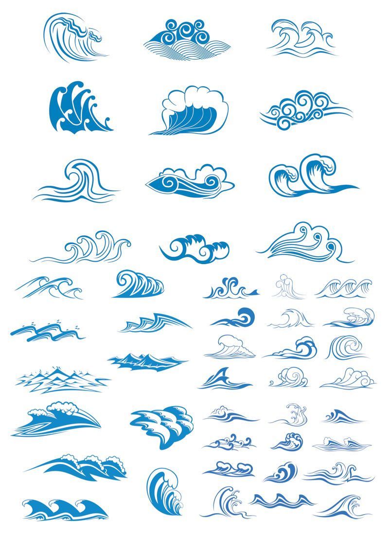 vector | Sea waves symbols vector | Vector Graphics Blog