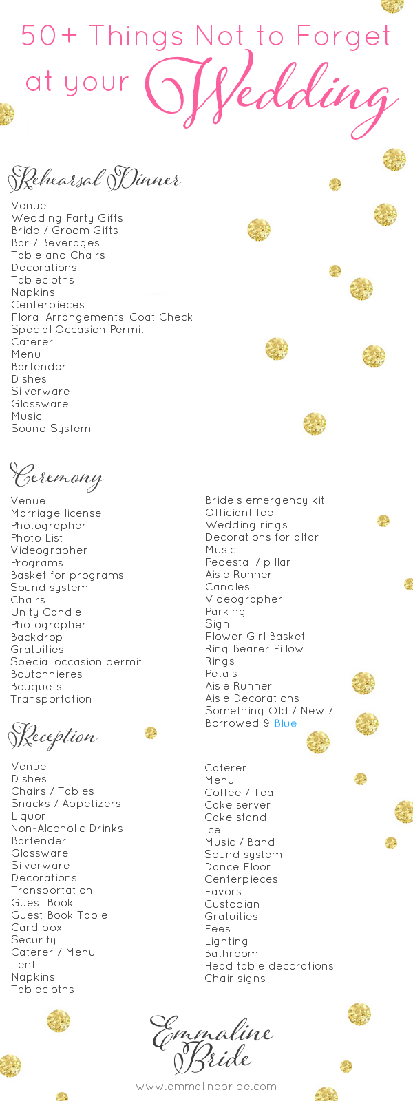 wedding checklist – things not to forget at your wedding – Wedding Day Checklist Printable