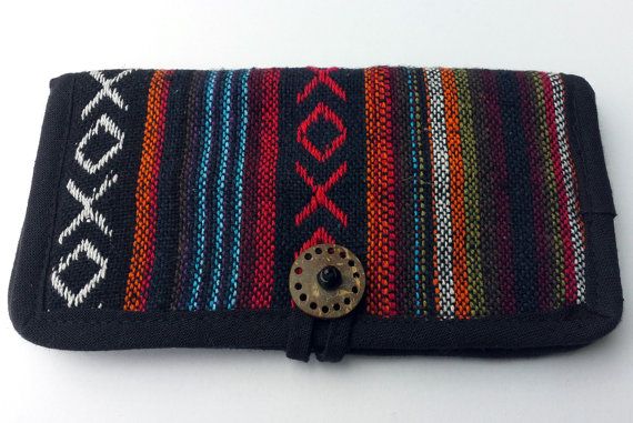 Handmade Long Wallet BiFold Clutch , Tribal fabric wallet purse ... -   Handmade Long Wallets