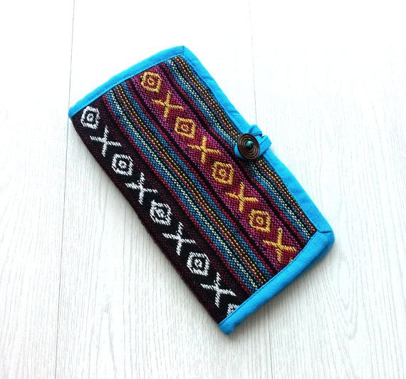 Handmade Vegan Wallet, Long Wallet BiFold Clutch, hippie boho wallet ... -   Handmade Long Wallets