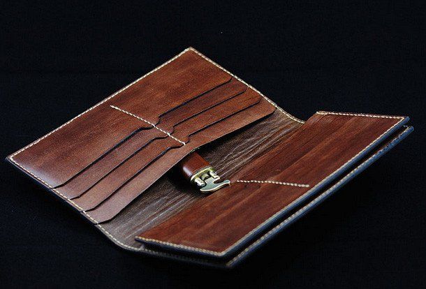 Handmade leather men wallet diablo3 carved leather custom long wallet ... -   Handmade Long Wallets