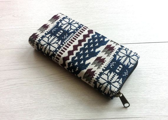 Handmade Long Wallet Clutch, Handmade Womens Zippered Wallet , Tribal ... -   Handmade Long Wallets