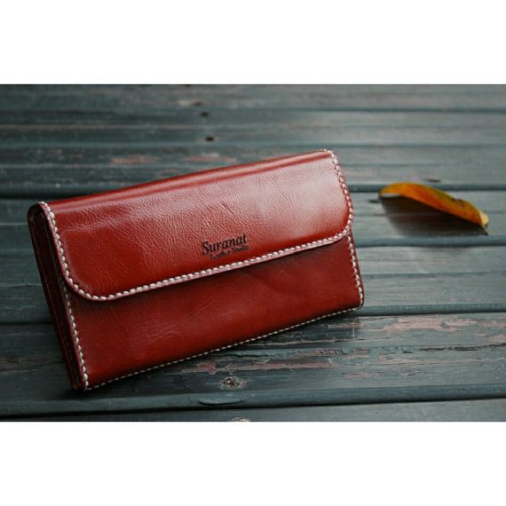 Leather Handmade Long Wallet . by SuranatLeatherStudio on Etsy -   Handmade Long Wallets