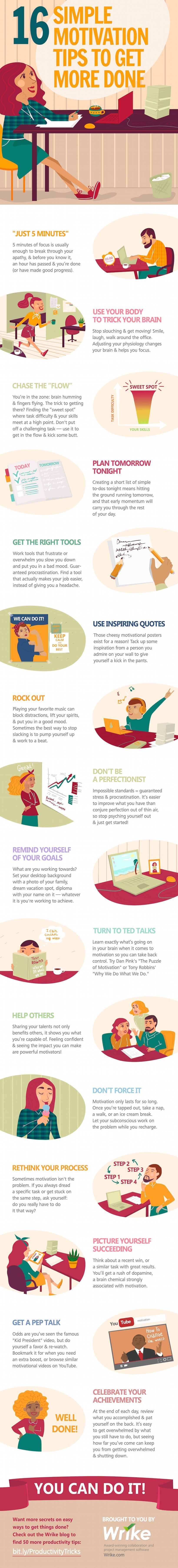 16 Easy to try. Easy to incorporate and very effective Motivation Tips To Get More Done – #Infographic