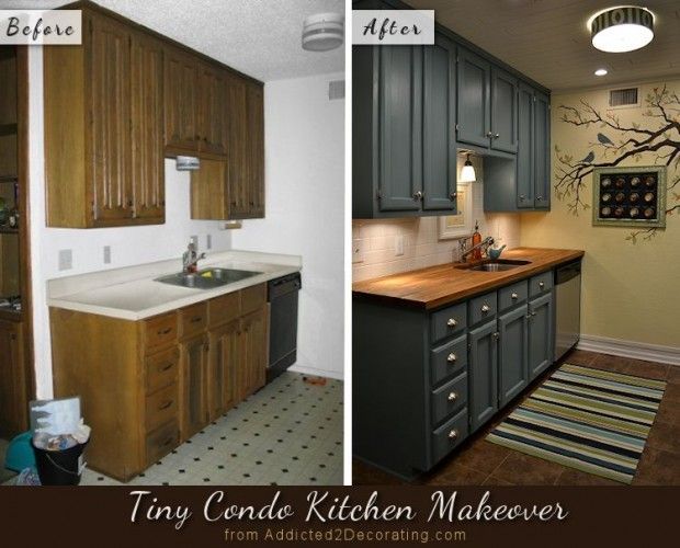 Before & After:Tiny Kitchen Makeover via Addicted 2 Decorating~ Great ideas for a small kitchen space
