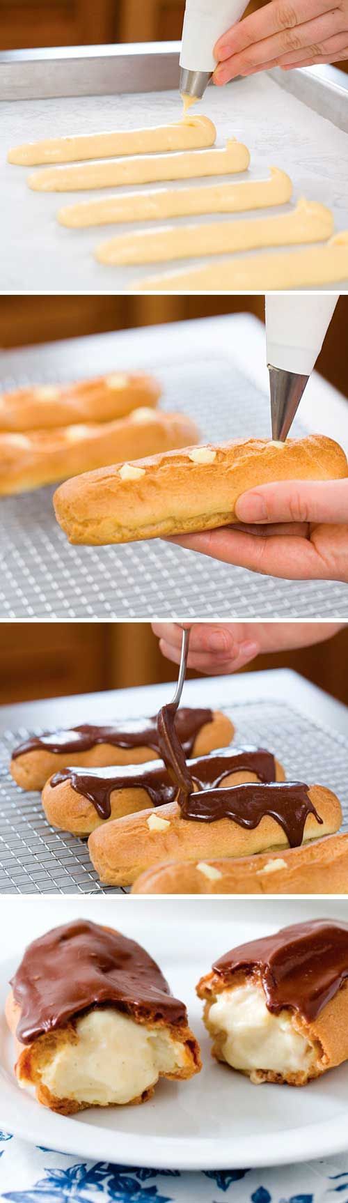 @Brittany Hall- make Bryan a Pinterest fan!     Secrets to Making Éclairs: The refined, elegant, French cousin of the Twinkie.