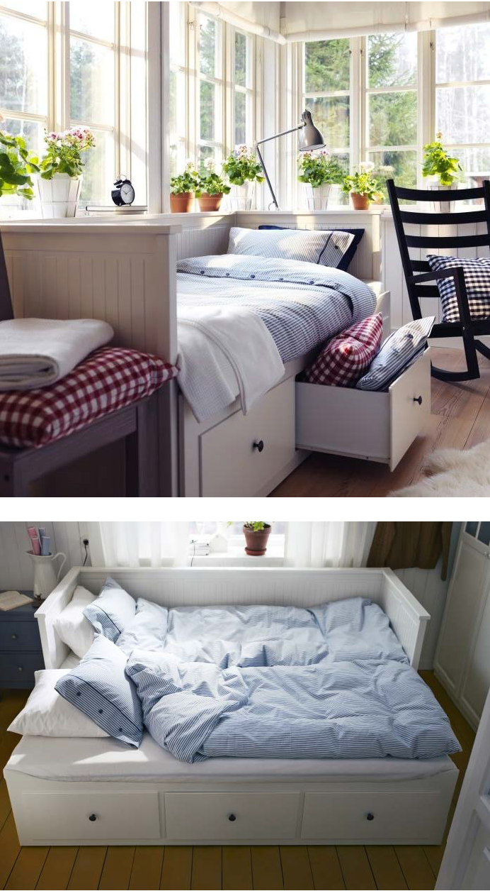 Create a cozy sleeping nook for company. Many of our daybeds can turn from a single to a double, and you have a choice of mattress