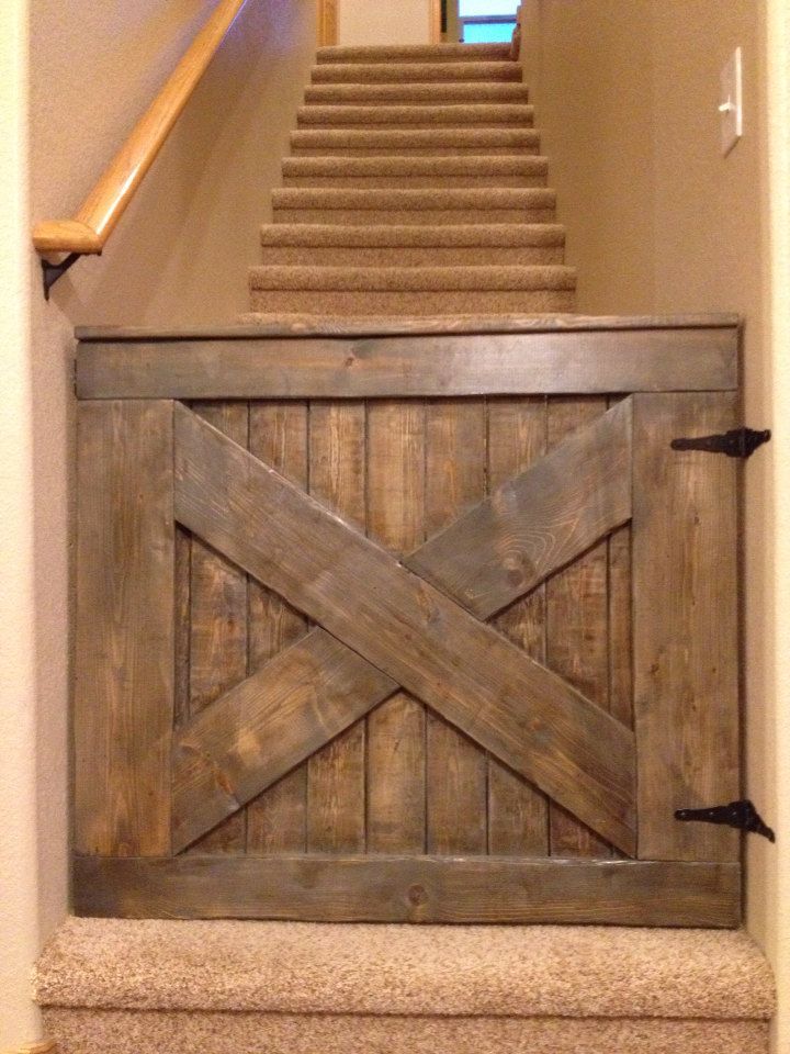 Custom Barn Door Baby/Dog Gate from @The Pink Moose — I love this handmade wooden baby gate!