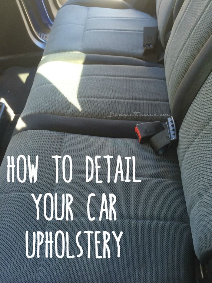 DIY Detail Your Cars Upholstery: equal parts blue dawn, baking soda, club soda in a spray bottle. Add eucalyptus essential oil for