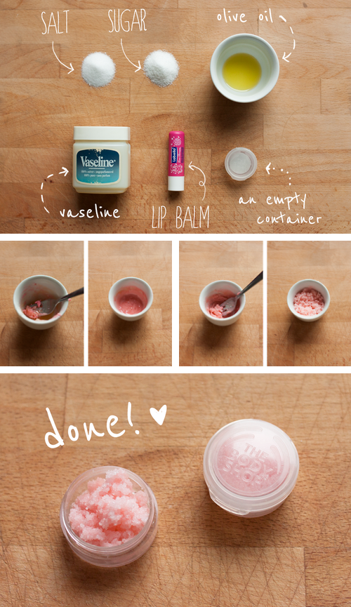 DIY lip scrub. My lips have never been this chapped as this year. I tried it once and so far so good! It got all the dead skin