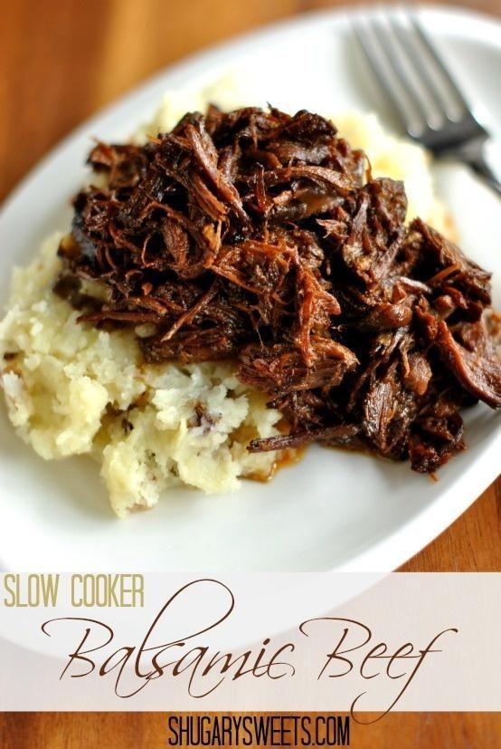 Easy Crockpot Recipe: Balsamic Shredded Beef. Comfort food without turning on the oven!