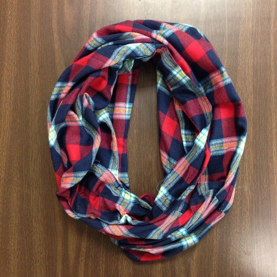 Flannel Infinity Scarf…make from second hand flannel plaid shirt? And could use buttons as accent!