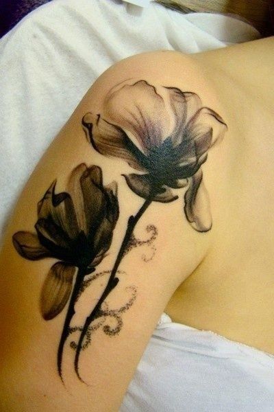 flower tattoo – love it in blacks and grays
