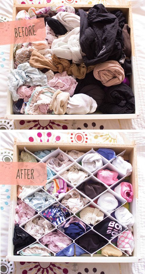 For extra organization, you can use dividers to end drawer chaos.