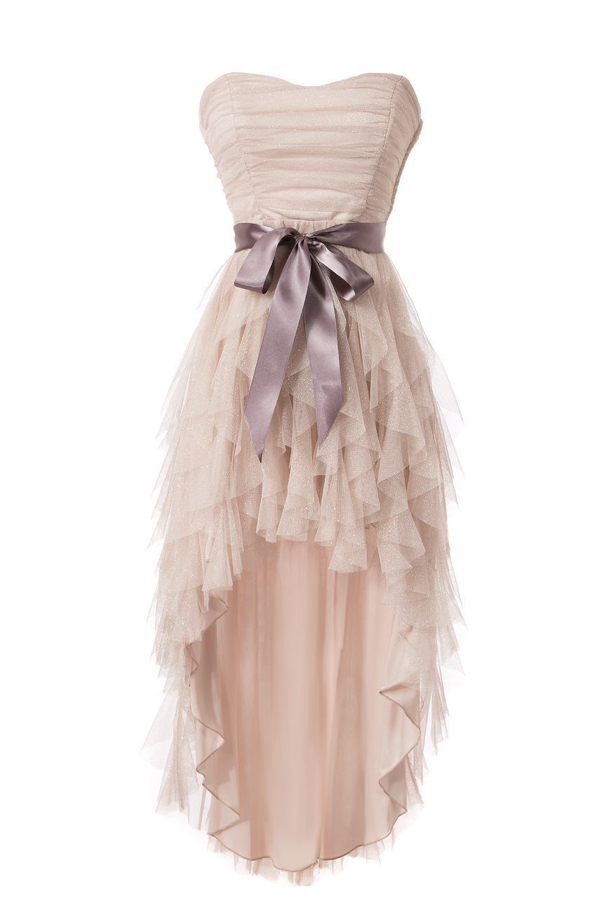 Front view of Teeze Me In Your Dreams High-Low Dress – Champagne
