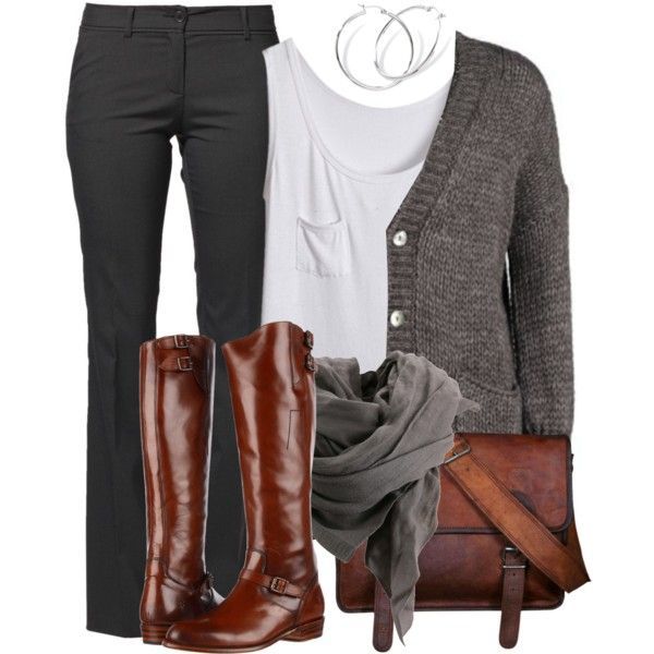 “Gray & Brown Casual Style” by wishlist123 on Polyvore