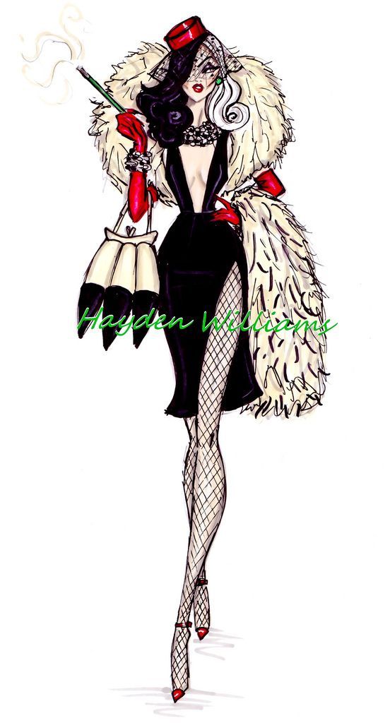 #Hayden Williams Fashion Illustrations: The Disney Diva Villainess collection by Hayden Williams: Cruella de Vil