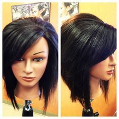 long stacked bob with bangs – Google Search