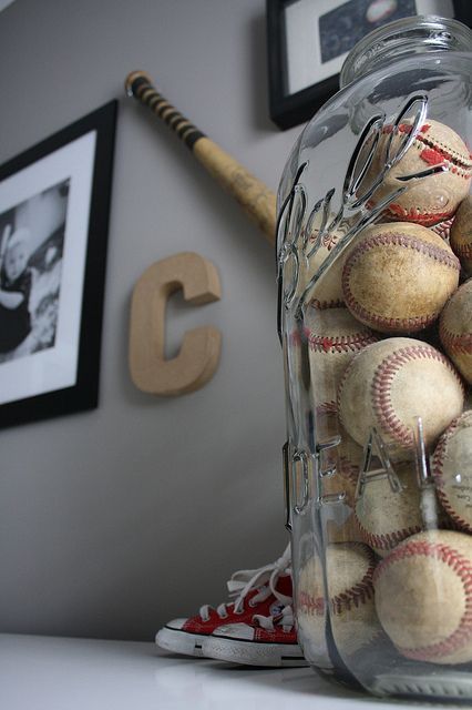 Love the baseballs in the jar! Perfect for all those game balls we are collecting