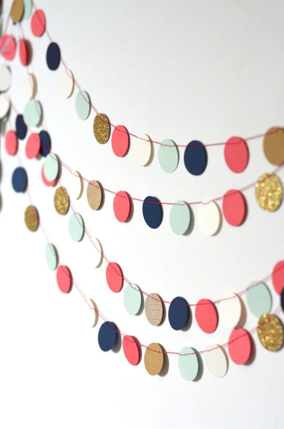 Navy Mint Gold Coral and Cream Confetti by thePathLessTraveled on Etsy. Baby girl’s nursery idea.