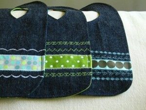 Old jeans make cute bibs! Great baby shower gift! Easy sew project!
