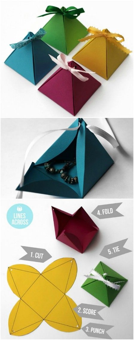 Origami pyramid gift boxes. – 40 Amazing Christmas Gift Wrapping Ideas You can Make Yourself