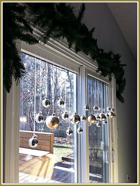 Ornaments hanging in windows