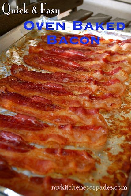 Oven Baked Bacon: Perfect for a crazy morning before school! Just toss it in a cold oven and forget about it!