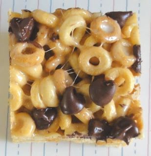 Peanut Butter Cheerios Treats INGREDIENTS: 6 cups Cheerios, 2 tbsp butter, 1/3 cup smooth peanut butter, 40 marshmallows, 1 cup