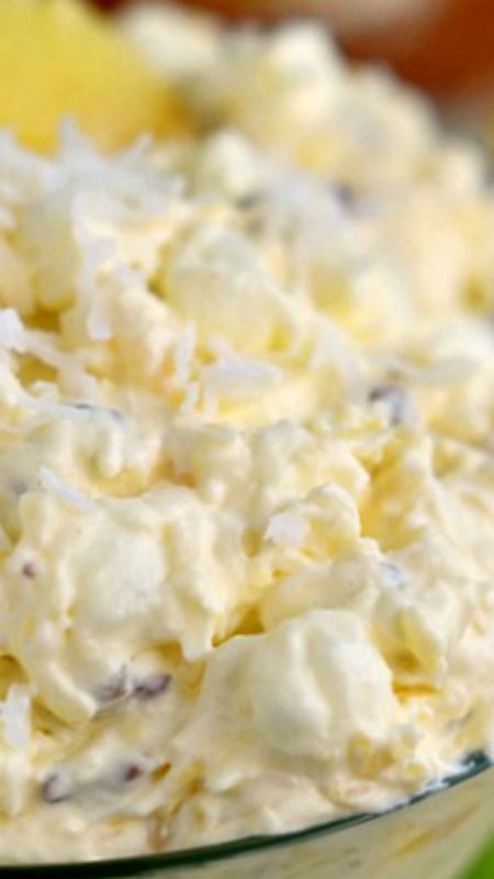 Pina Colada Fluff ~ An incredibly easy and delicious dessert salad… perfect for your next get together, potluck or picnic.