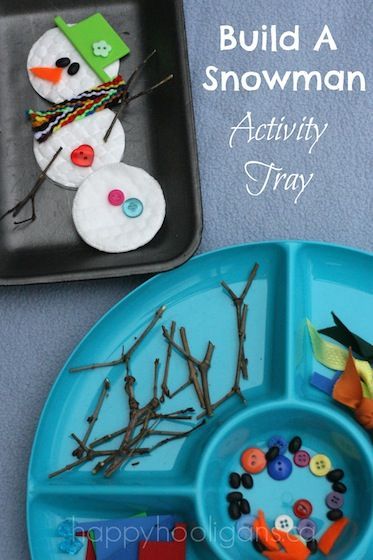 Preschoolers can create dozens of different snowmen with this DIY snowman activity tray. Simple to put together, it provides hours