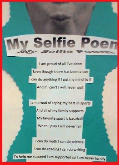 Selfie poem – take a selfie and the poem is about what they are proud of