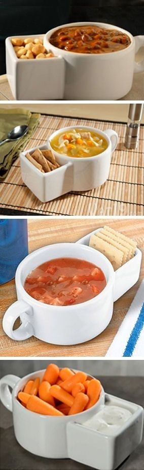Set of 2 Ceramic Soup and Cracker Mugs, $15 | 28 Practical Yet Clever Gifts That Are Anything But Lame – coolest soup mugs ever!