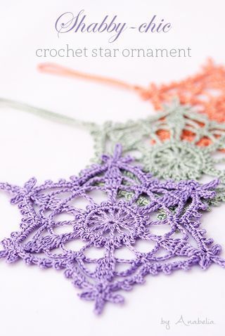 Shabby-chic crochet star ornaments