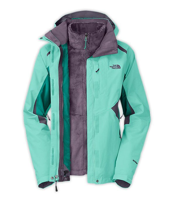 The North Face Women’s Jackets and Vests 3-in-1 Jackets WOMEN’S BOUNDARY TRICLIMATE JACKET MINT BLUE / FANFARE GREEN / GREYSTONE