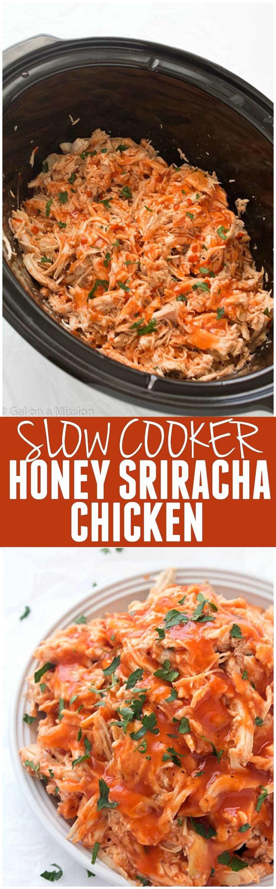 This Slow Cooker Honey Sriracha Chicken is an awesome balance of sweet and spice and the flavor is out of this world!